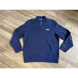 Vineyard Vines Shep sweater fleece quarter-zip pullover in Deep Bay Sz L